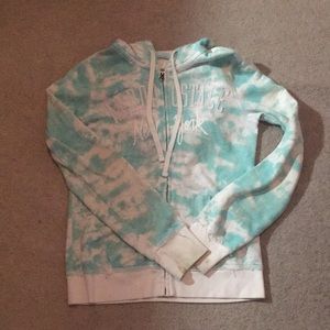 Aeropostale Mint and White Tie Dye Zip-Up Hoodie